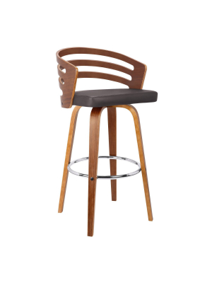 30" Benj Mid-century Swivel Height Barstool Brown - Armen Living