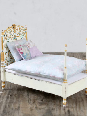 Dollhouse Furniture - Floral Painted Spanish Bed