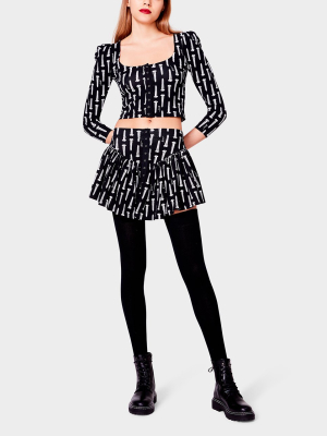 Betseys Vintage Inspired Flounce Mini Skirt Black Multi