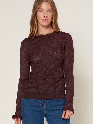 Metallic Ribbed Sweater Top