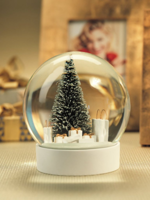 Snow Globe W/ Pine Needle Tree & Gift Bags