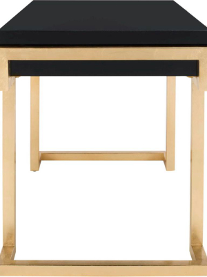 Maddison 2-drawer Lacquer Desk Black/gold