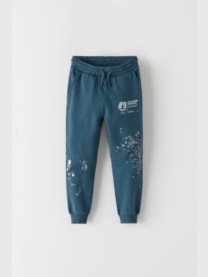 Plush Pants With Paint Splatter