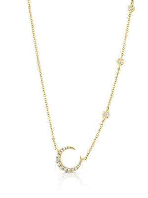 14kt Yellow Gold Diamond Mini Lunar Necklace