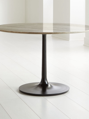 Nero 48" Brown Marble Dining Table With Bronze Base