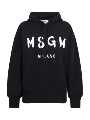 Msgm Logo Print Drawstring Hoodie