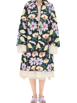 Marni Floral Printed Tie-front Coat