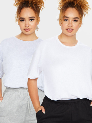 Plus Grey & White 2 Pack Ultimate Oversized T...