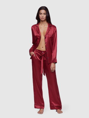 Silk Long Sleeve Pj Top & Pant Set Handcuff