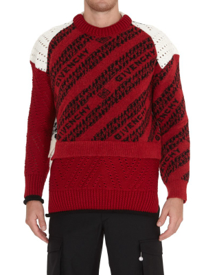 Givenchy Chain Intarsia Patchwork Knit Sweater