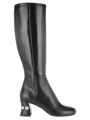 Miu Miu Crystal Embellished Knee High Boots