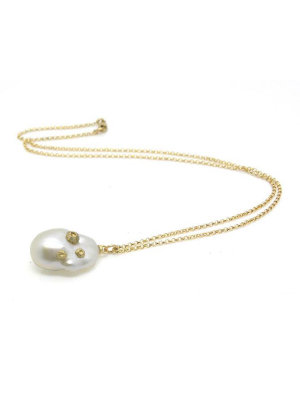 Hannah Blount Baroque Pearl With 14k Barnacles Drop Necklace