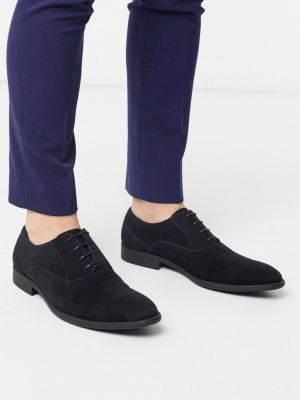 Asos Design Oxford Shoes In Black Faux Suede