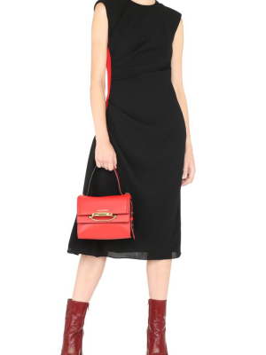 Alexander Mcqueen Ruched Side Striped Midi Dress