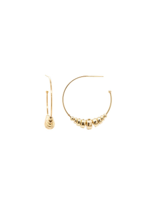 14k Medium Hoops With Graduated Rondelle Beads