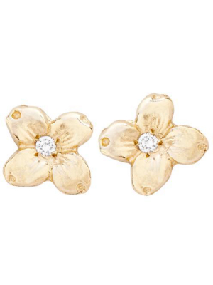 Dogwood Stud Earrings With Diamond