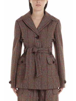 Miu Miu Belted Check Coat