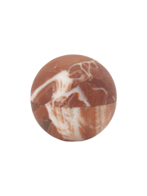 Small Oxblood Marble Sphere Box