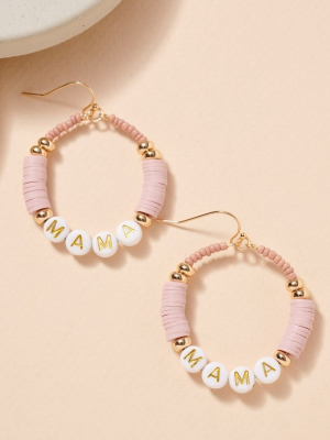 Mama Rubber Beaded Hoop Earrings