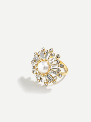 Pearl And Crystal Snowball Ring