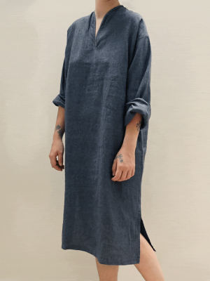 Long Linen Tunic - Charcoal