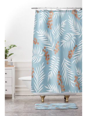 Mistletoe Shower Curtain Blue - Deny Designs