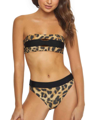 Pilyq Jungle Color Block Bandeau Bikini Top