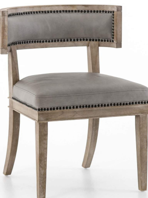 Carter Leather Dining Chair, Light Grey, Set Of 2