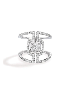 Effy Pave Classica 14k White Gold Diamond Negative Space Ring, 0.90 Tcw