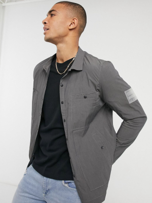 Mauvais Crinkle Utility Overshirt Co-ord In Charcoal