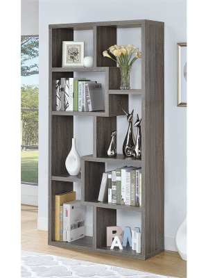 Casual Bookcase In Weathered Gray - Bowery Hill