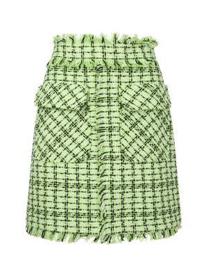 Msgm Frayed Edge Tweed Skirt