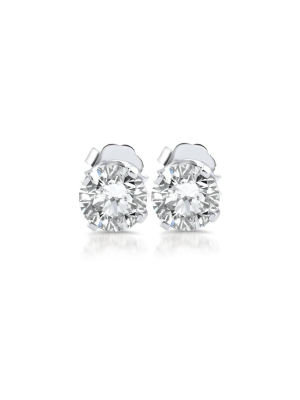 Pompeii3 1ct Diamond Studs 14k White Gold Clarity Enhanced