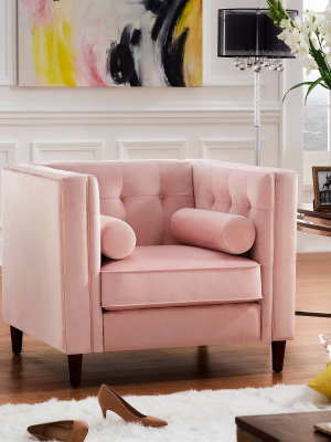 Karissa Velvet Armchair With Pillows Pink - Inspire Q