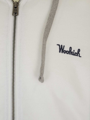 Woolrich Logo Embroidered Zipped Sweatshirt