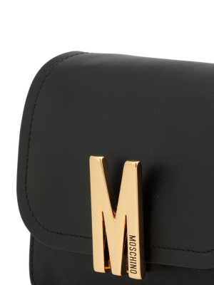 Moschino M Logo Plaque Small Shoulder Bag