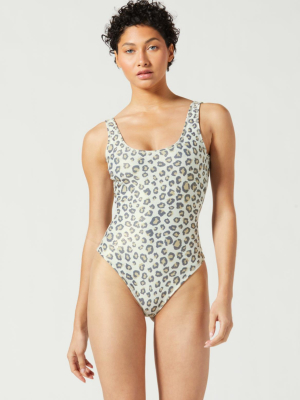 Leeloo Bodysuit With Foil Wild Cheetah White