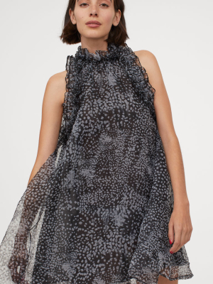 Ruffle-trimmed A-line Dress