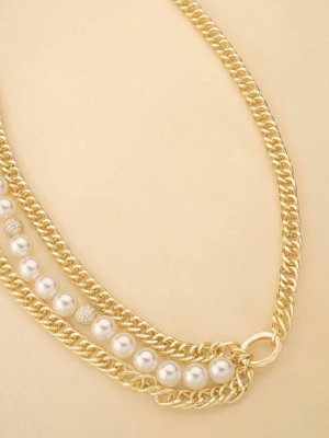 Chunky Chain, Pearl, And Crystal Statement Belt