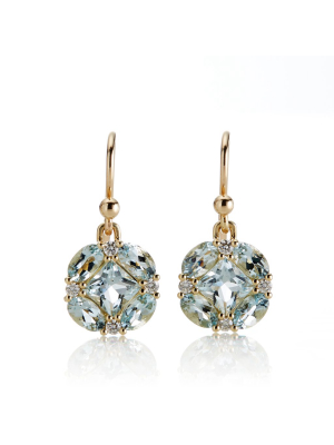 Aquamarine & Diamond Quadrille Drop Earrings