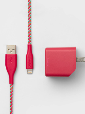 Heyday™ Home Adapter And 6' Lighting To Usb-a Braided Cable Combo Pack - Magenta