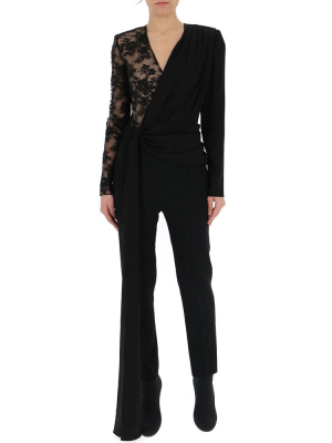 Givenchy Lace Draped V Neck Jumpsuit