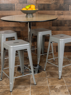 Flash Furniture 24" High Metal Counter-height, Indoor Bar Stool - Stackable Set Of 4