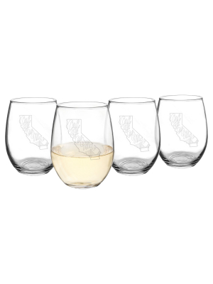 Cathy's Concepts® My State Stemless Wine Glasses 21oz - Set Of 4