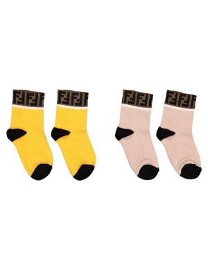 Fendi Kids Two-pack Ff Motif Socks