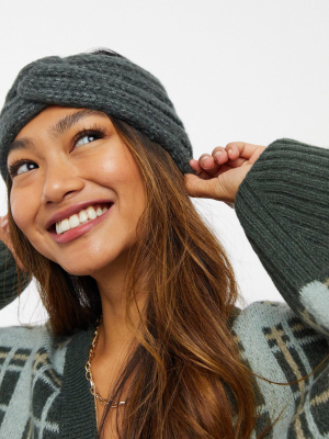 Asos Design Fluffy Headband In Charcoal