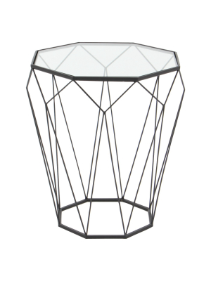 Metal And Glass Octagonal Side Table Dark Gray - Olivia & May