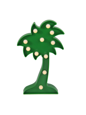 Northlight 10" Battery Operated Led Lighted Palm Tree Marquee Sign - Green