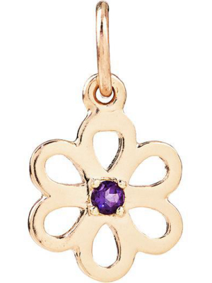 Birth Jewel Flower Charm With Amethyst