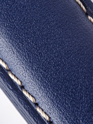 Leather Strap - Light Blue/white